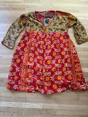 Boho kantha dress upcycled clothing